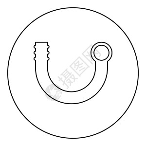 管排水弯头圆圈中的支管图标圆形黑色矢量图解实心轮廓样式图像工业管子弯头配件建造塑料插图球座工作工具插画
