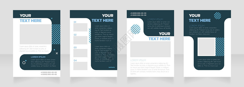 信息文本优雅的白色和深蓝色空白小册子布局设计 服务信息 垂直海报模板集 带有文本的空复制空间 预制的公司报告集合 可编辑传单纸页插画
