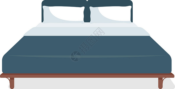 卧室床垫详情页双人床半平面颜色矢量对象插画