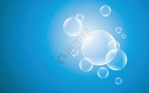 蓝色漂浮球海底深蓝色海水中的水泡 抽象和自然背景概念 作为生态友好和绿色产品环境概念的展示广告 矢量图插画