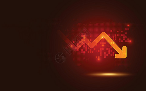 未来派红色信号趋势下拉箭头图表数字转换抽象技术背景 集贸经济大数据与业务增长货币存量与投资指标设计图片