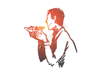 概念 手绘孤立的矢量男性绘画蔬菜幸福乐趣午餐文化香肠成人插图背景图片