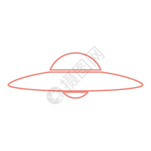 霓虹飞碟 飞碟红色矢量插图平面样式图像背景图片