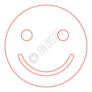 霓虹灯微笑红色矢量插图平面样式图像喜悦情感卡通片数字电脑字形按钮背景图片