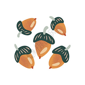 菌汤元素带有橡子的暖色秋季元素 秋季的矢量设计海报节日橙子风格手绘卡通片庆典南瓜收成收获设计图片