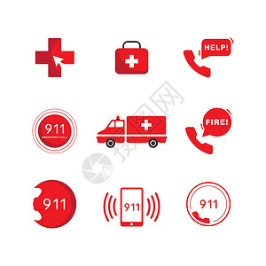 911 紧急矢量图标设计警察服务细胞戒指数字援助手机复苏紧迫感插图插画