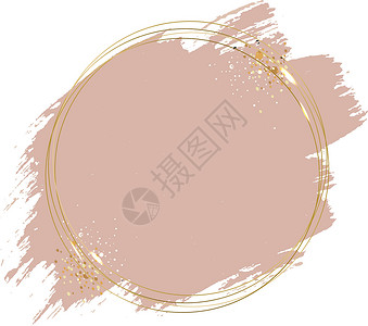 粉红色油漆与金色框架球白色背景背景图片