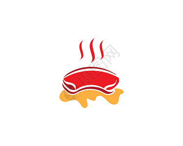 牛肉包子热狗标志 vecto标识牛肉烧烤炙烤潮人餐厅横幅小吃面包邮票插画