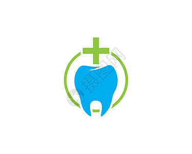 牙医诊所牙科护理标志模板医生徽标牙膏卫生药品诊所牙医标识绿色白色插画