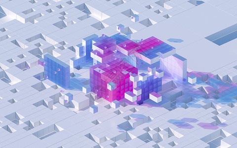 百日字立体半透明渐变立方体和materials3d渲染斜坡材料团体技术梯度坡度正方形马赛克塑料紫色背景