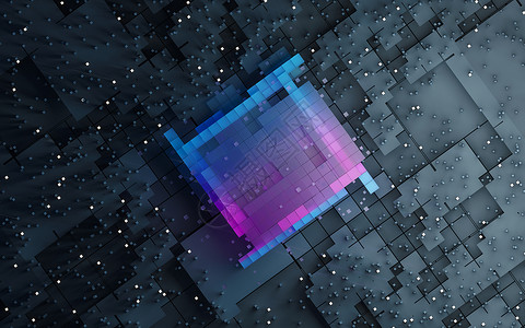 半透明渐变立方体和materials3d渲染马赛克渲染团体几何学奢华紫色坡度技术多边形正方形背景图片