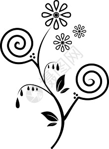 螺旋矢量带有叶子和螺旋的抽象花卉图案-分离的矢量它制作图案插画
