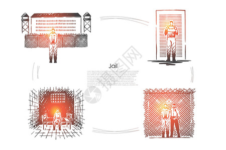 监狱刑事处罚刑事处罚囚犯监禁囚犯在狱中惩教机构banne插画