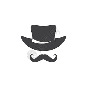 绅士帽和小胡子潮人插图投球帽子戏服胡子配饰标识男人代理人背景图片