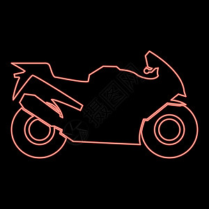 霓虹灯摩托车红色矢量插图平面样式图像背景图片