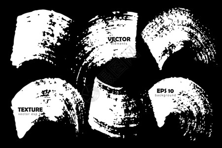 向量集的画笔描边白色隔离在黑色背景上 手绘田庄元素 肮脏的艺术设计 文本引用信息公司名称的位置打印中风印迹墨水刷子曲线农庄墙纸学插画