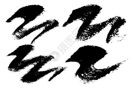 印迹Grunge 设置画笔形状矢量笔划在白色背景上的黑色颜色 手绘田庄元素 水墨画 肮脏的艺术设计 文本引用信息公司名称的位置墙纸墨插画