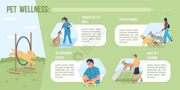 信息性的宠物健康平面颜色矢量图模板设计图片