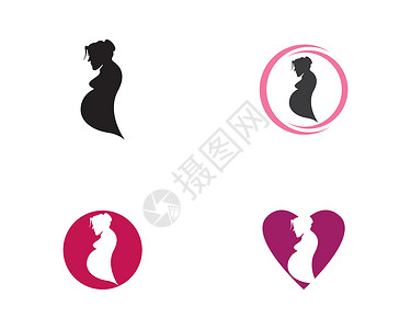 女性侧影妇女怀孕日志白色妇科身体婴儿母亲腹部标识侧影产科孩子插画