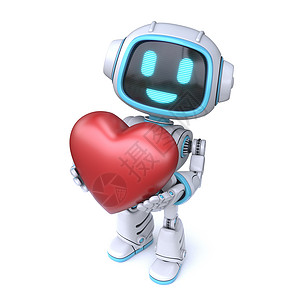 未来之心可爱的蓝色机器人给一颗心 3背景