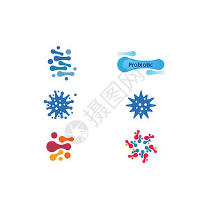 消歧细菌益生菌 ico流感生物感染防御细胞标识微生物学徽章插图微生物插画