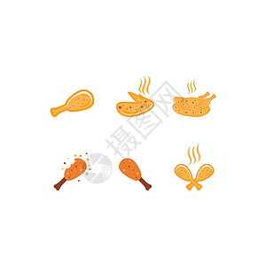 秘制五香炸鸡架炸鸡烧烤家禽母鸡插图营养厨房烹饪油炸翅膀垃圾插画