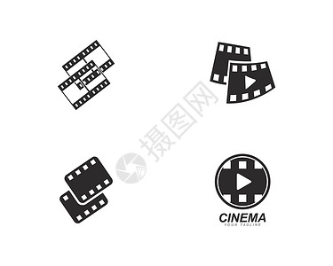 抽象电影图标矢量图模板框架娱乐磁带视频条纹线圈标志摄影空白黑色背景图片