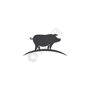 猪日志公司卡通片店铺小猪插图熏肉餐厅哺乳动物标签动物背景图片
