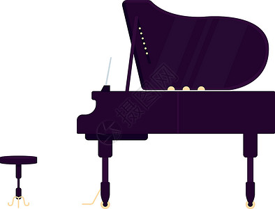 大黑钢琴平面颜色矢量对象背景图片