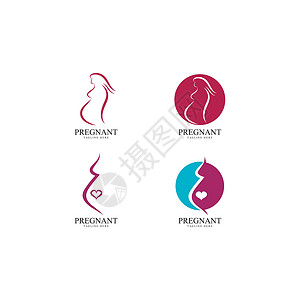 妇科标志妇女怀孕标志矢量 ico健康女性生活母性孩子产科母亲侧影标识家庭插画