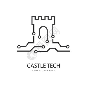 城堡科技极客软件国王网络警卫电子产品房子插图商业建筑背景图片