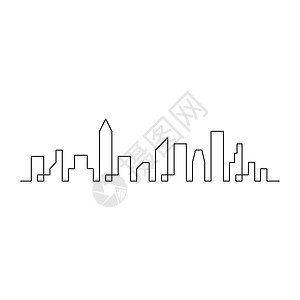 城市标识现代城市天际线概念向量它制作图案天空住宅公寓房子市中心全景标识财产建筑学商业插画