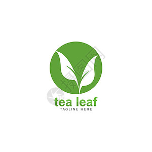 茶叶商标它制作图案茶叶标志矢量图标叶子植物草本绿色健康薄荷食物艺术商业标识插画
