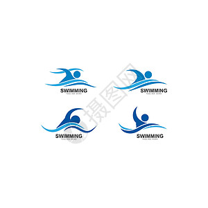游泳标志矢量图标它制作图案白色运动员标识活动运动男性蓝色成人活力水池背景图片