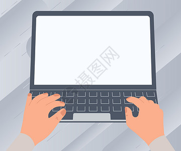 在电脑键盘上的手指一只忙碌的手在笔记本电脑上工作寻找新的好主意的插图 手掌绘图积极使用小型机寻找旧的惊人消息职业电子邮件键盘女性绘画人手计算机人士设计图片