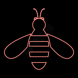 霓虹蜜蜂红色矢量插图平面样式图像背景图片