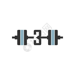 号与杠铃图标健身设计模板金属运动力量黑色品牌肌肉训练俱乐部插图标签背景图片