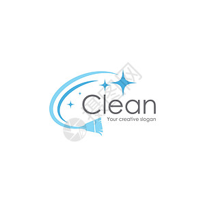 清洁标志和符号服务标签插图蓝色建筑家政生态住宅标识洗涤背景图片