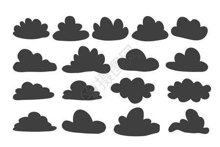 大咖云集卡通天真的风格手绘云集多云贴纸天气气泡漫画卡通片空气季节气氛演讲插画