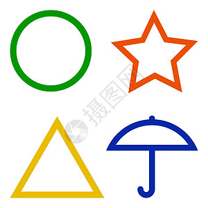 圆寸头韩庚游戏鱿鱼绿色圆圈红色三角形黄色星星蓝色伞符号股票它制作图案插画
