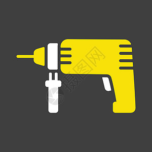 穿墙电锤钻电锤钻矢量隔离平面 ico锤子家庭维修技术标识工具乐器力量工业黑色插画
