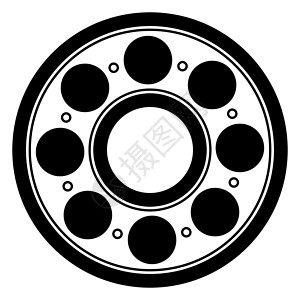 滚珠轴承机构工业旋转圆圈润滑脂工程引擎白色金属车轮机械插画