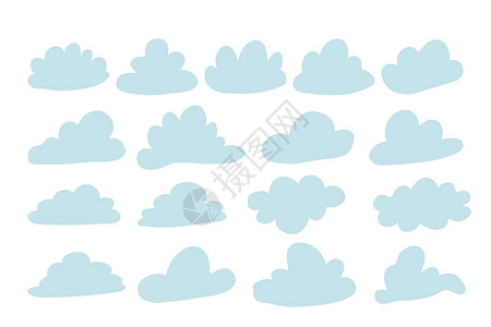 卡通天真的风格手绘云集漫画天气空气多云写意草图贴纸涂鸦气候演讲插画