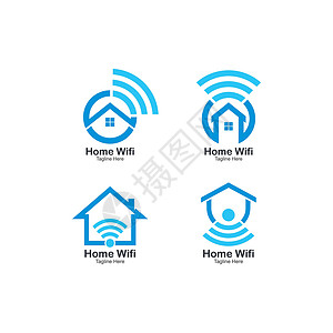 WiFi 主页徽标矢量简单图案制作网络上网公司互联网蓝色天线建筑商业控制技术背景图片