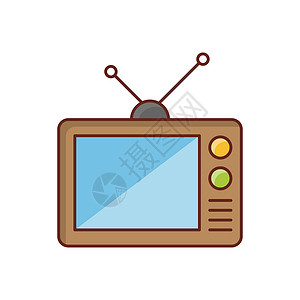 卡通视频素材电视展示电气插图模拟视频电影播送技术信号娱乐背景