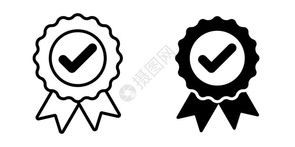 用丝带奖牌图标 设计简单海豹报酬顾客证书商业胜利认证保修单插图邮票背景图片