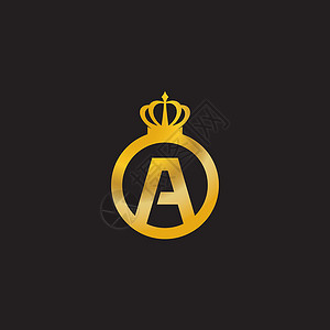 金色皇冠王冠带有皇冠模板矢量图标它制作图案的金色 A 字母徽标设计图片