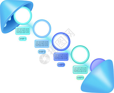 步骤图教育蓝色信息图表设计模板 数据图 带有空白复制空间的抽象矢量信息图 具有 4 个步骤序列的教学图形 可视化数据呈现设计图片