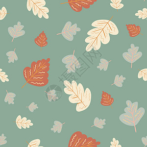 无缝矢量模式在秋天的颜色与 网页和印刷品的表面设计纹理树叶剪贴簿包装纸装饰品墙纸抢票季节载体重复背景图片