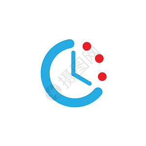 噼啪作响时间图标 带点的时钟图标矢量 在白色背景上隔离的矢量图插画